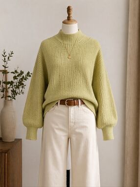 Old Navy Mock Neck Ribbed Sweater- Pistachio Green. Size L
